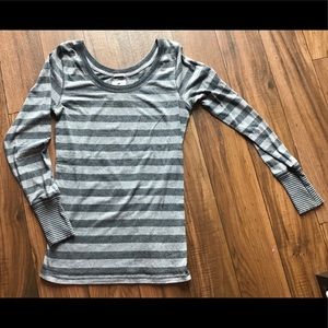 Long Sleeve Black and Gray Stripe T Shirt